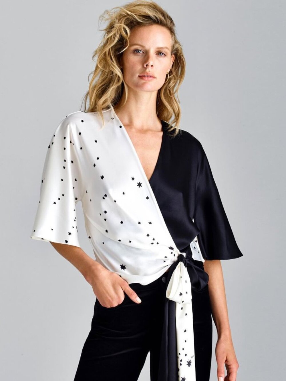 W by Worth Silk Stella Star Tie Blouse